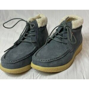 TruLand Gray Suede Winter Boots White Fur Lining Size US9/40 EUR Moccasin